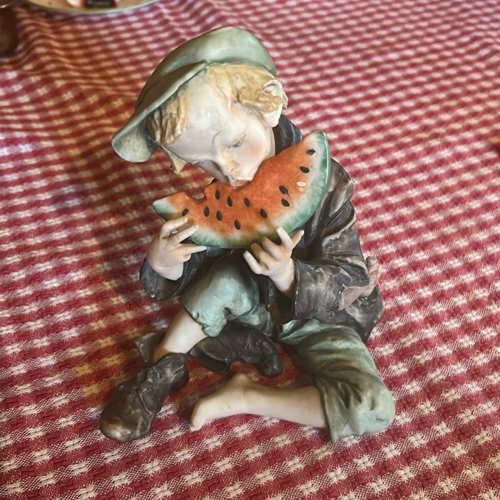 Boy eating watermelon